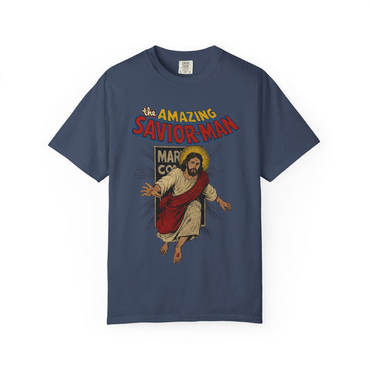 The Amazing Savior Man: Christian T-Shirt (Midnight)