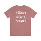 "Trust God's Timing" White Letters Unisex Jersey Short Sleeve Tee